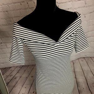 black and white striped dress